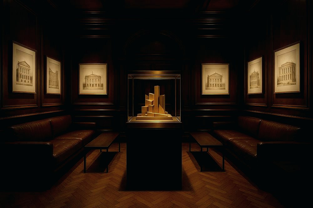 Interior sofisticado inspirado em galeria de design de luxo em mansão Palladiana em Mayfair